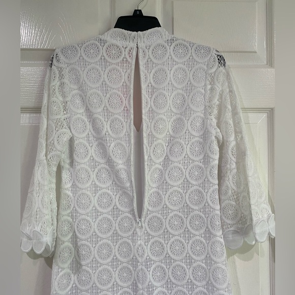Lilly Pulitzer White Stretch Lace V-neck 3/4 Sleeve Shift Dress Size 4 Bridal - Picture 12 of 14